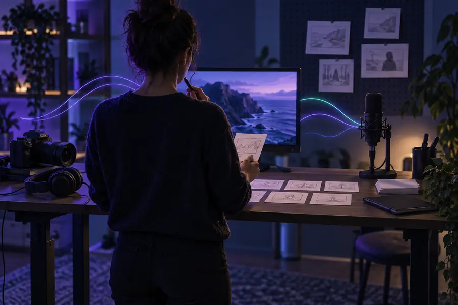 Illustrative visual before spoken narration is planned